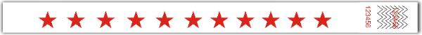 Red stars tyvek wristbands 3.25 x 10 in. with safety UV ink